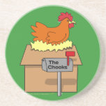 Chook House Funny Chicken on House Cartoon coasters