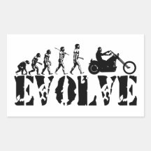 Chopper Biker Motorcycle Rider Evolution Art Rectangle Stickers