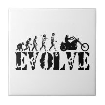 Chopper Biker Motorcycle Rider Evolution Art Ceramic Tiles