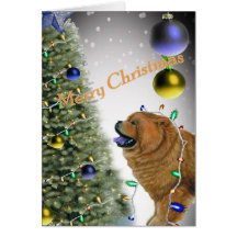 CHOW CHOW Christmas lights cards