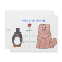 Chow Chow Red Peace On Earth Personalized Invitations