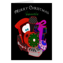Chrismas - Child - Sweetie - Train and Gifts Greeting Cards