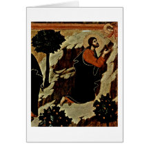 Christ And Praying Angel With Chalice By Duccio Greeting Card
