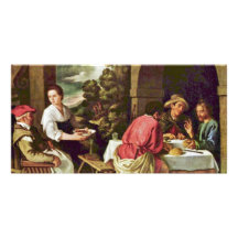 Christ And The Disciples Of Emmaus By Orrente Picture Card
