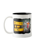 Christ is my victory religious design mugs