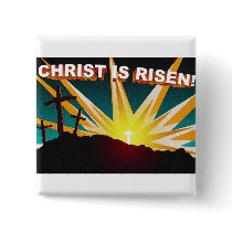 Christ is risen Christian cross gift design Pinback Buttons