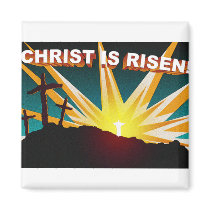 Christ is risen Christian cross gift design Fridge Magnet