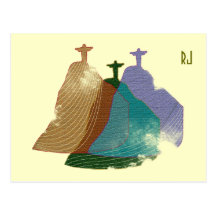 Christ redeemer digital illustration postcard