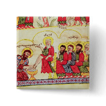 Christ washing the disciples feet pinback button