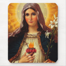 Christian Art of Sacred Heart of Jesus and Mary Mousepads