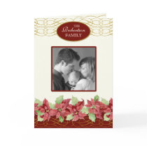 Christian Christmas Card Swirls 'n Poinsettias