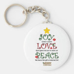 Christian Christmas Joy Love and Peace Keychain