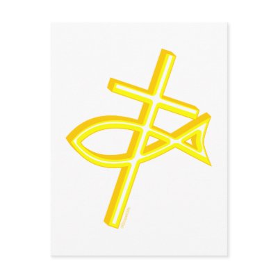 Christian Cross & Fish Post Card by Pazzoom
