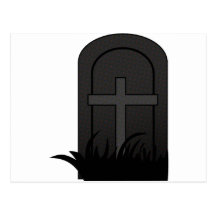 CHRISTIAN CROSS ON TOMBSTONE POST CARD