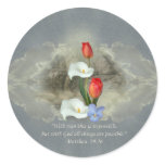 Christian Faith Art ~ Matthew 19:26 Round Stickers