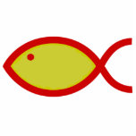 Christian Fish Symbol - Gold with Red Outline photo sculptures