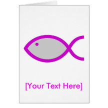 Christian Fish Symbol - Grey with Pink Card