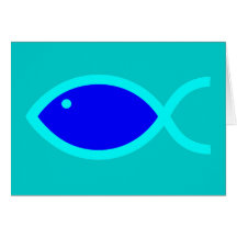Christian Fish Symbol - LOUD! Blue and Aqua Cards