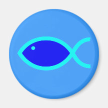 Christian Fish Symbol - LOUD! Blue and Aqua Magnet