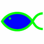 Christian Fish Symbol - LOUD! Blue and Green photo sculptures