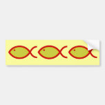 Christian Fish Symbol - LOUD! Gold and Red Bumper Stickers