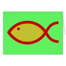 Christian Fish Symbol - LOUD! Gold and Red Cards