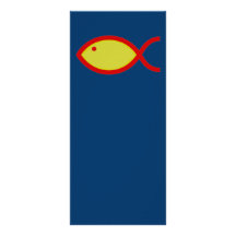 Christian Fish Symbol - LOUD! Gold and Red Full Color Rack Card