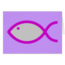 Christian Fish Symbol - LOUD! Grey and Pink Cards