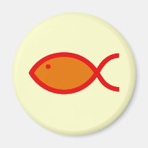 Christian Fish Symbol - LOUD! Orange and Red Refrigerator Magnets