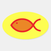 Christian Fish Symbol - LOUD! Orange and Red Stickers