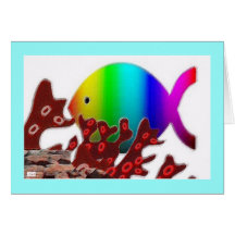 Christian Fish Symbol - Rainbow Ocean Greeting Cards