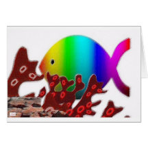 Christian Fish Symbol - Rainbow Ocean Card