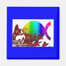 Christian Fish Symbol - Rainbow Ocean Fridge Magnets