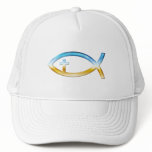 Christian Fish Symbol with Crucifix - Sky & Ground hats