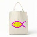 Christian Fish Symbol - Yellow with Pink bags
