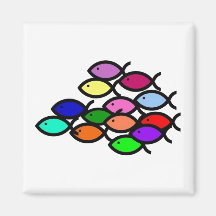 Christian Fish Symbols -Rainbow School Magnet