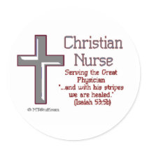 Christian Nurse Cross2 Round Sticker