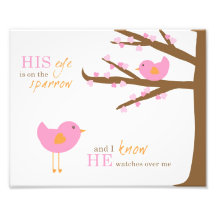 Christian Nursery Art- His Eye is on the Sparrow Photo Print