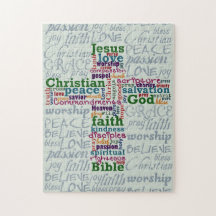 Christian Religious Word Art Cross Jigsaw Puzzle
