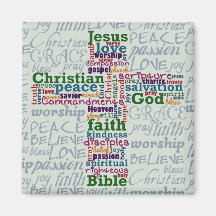 Christian Religious Word Art Cross Magnet