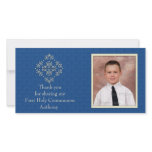 Christian Royal Blue Damask Photo Card photo cards
