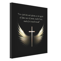 Christian Spirit and Cross 2 Timothy 1:7 Scripture Stretched Canvas Print