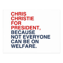 CHRISTIE 2016 WELFARE POSTCARD