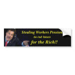 christie Stealing Pensions bumper stickers