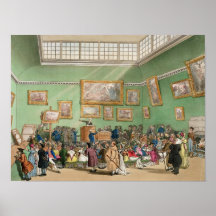 Christie's Auction Room, aquatinted by J. Bluck Poster
