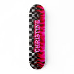 Christine skateboard pink fire and flames design.