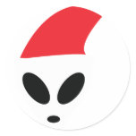 Christmas Alien Round Sticker