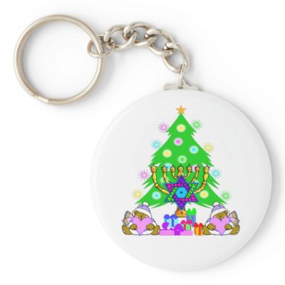 Christmas and Chanukah Holiday Keychain by bonfirechristmas
