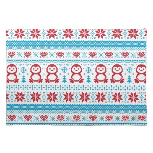 Christmas and Winter knitted pattern Placemat Zazzle