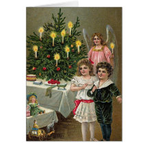 "Christmas Angel and Children" Vintage Card